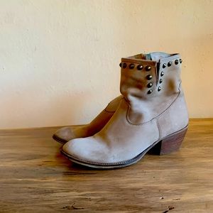 Studded suede Italian ankle boots